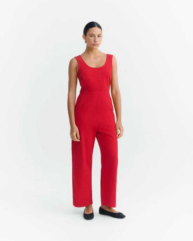THINKING MU Clavel Raflesia Jumpsuit red