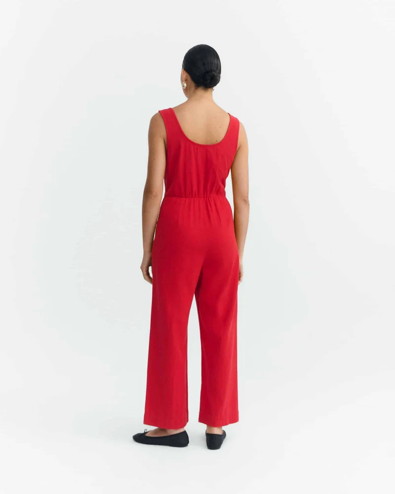 THINKING MU Clavel Raflesia Jumpsuit red