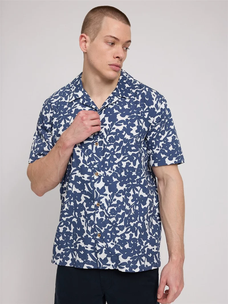 MAZINE Resort Shirt blue indigo/flowers