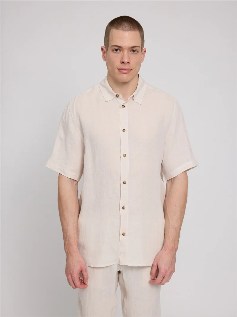 MAZINE Shortsleeve Linen Shirt moon
