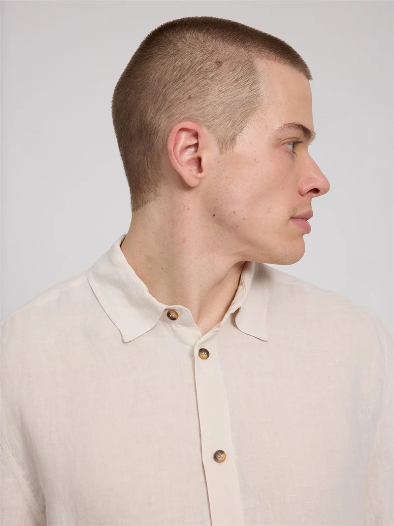 MAZINE Shortsleeve Linen Shirt moon