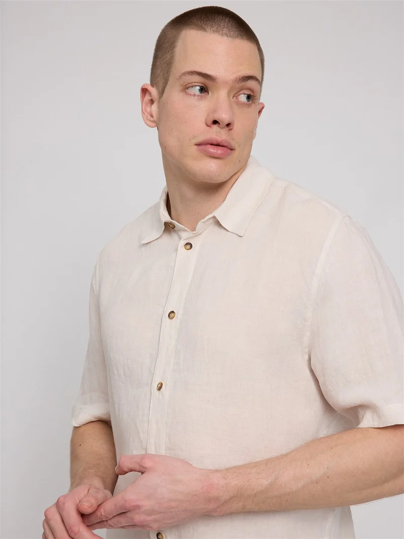 MAZINE Shortsleeve Linen Shirt moon