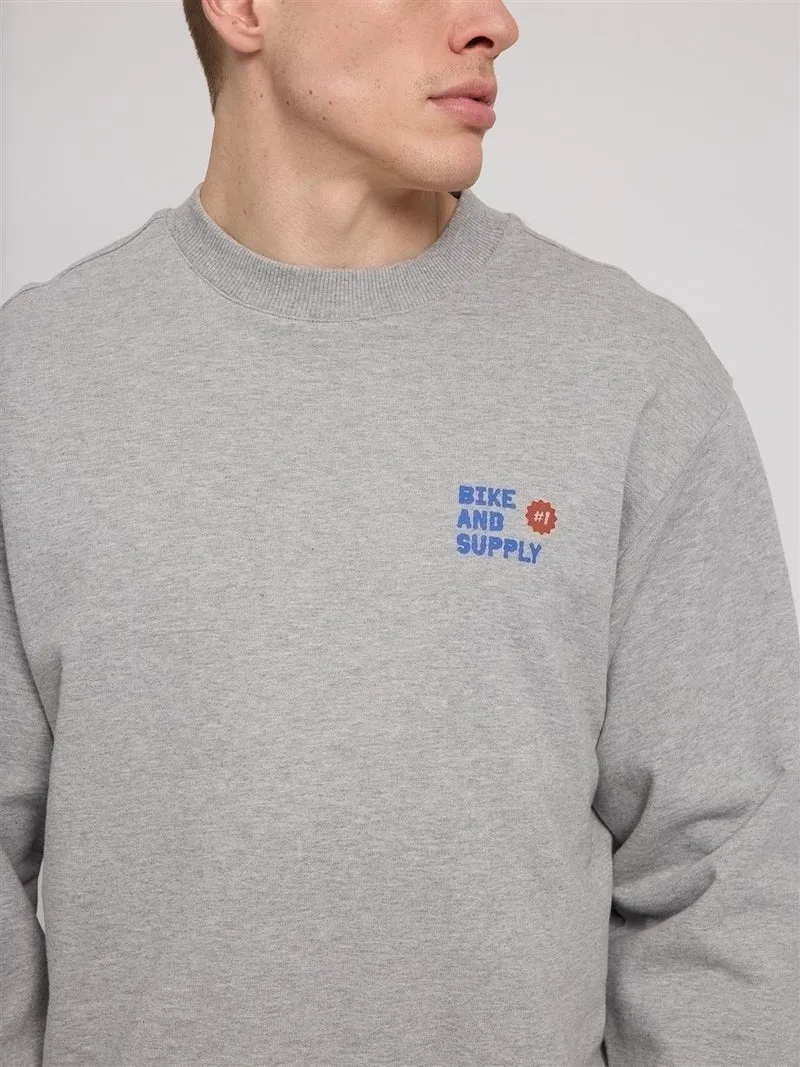 MAZINE Back Print Sweatshirt lt grey mel./bike shop