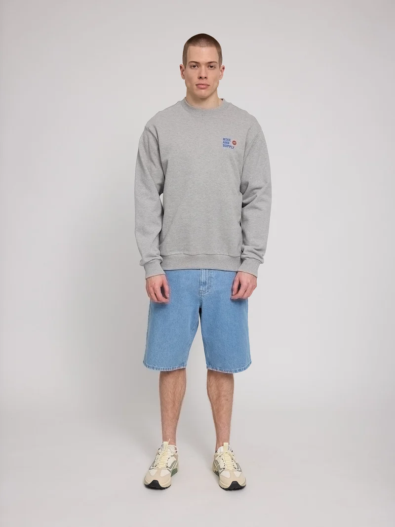MAZINE Back Print Sweatshirt lt grey mel./bike shop
