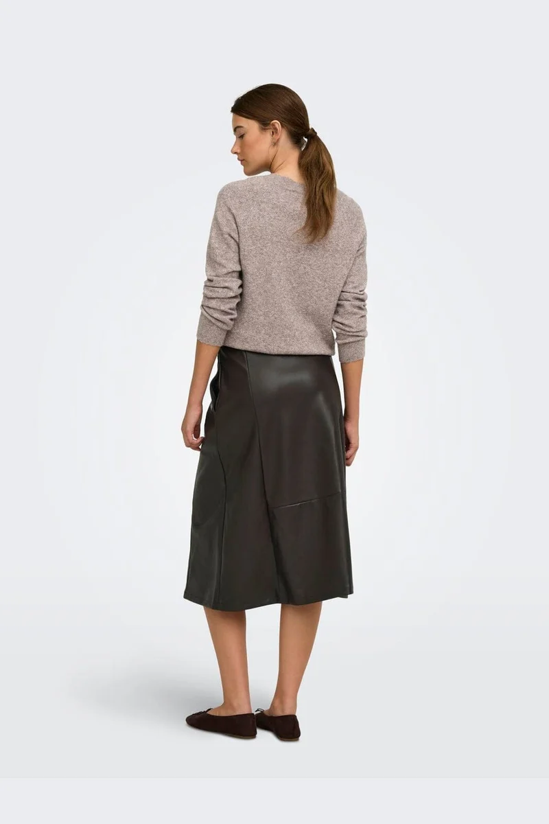 Only - Onlfiby Faux Leather Long Skirt - 5150258 Chocolate Torte