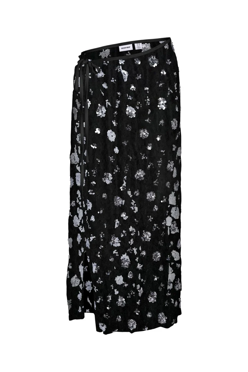 Noisy May - Nmzigga Wrap Sequins Skirt - 5255162 Black Silver Sequins