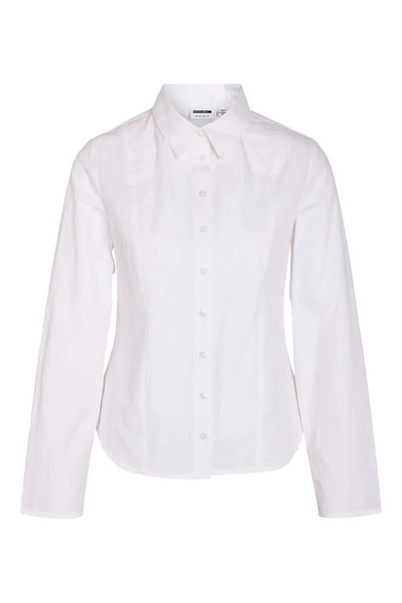 Noisy May - Nmemma L/S Fitted Shirt - 5190525 Bright White