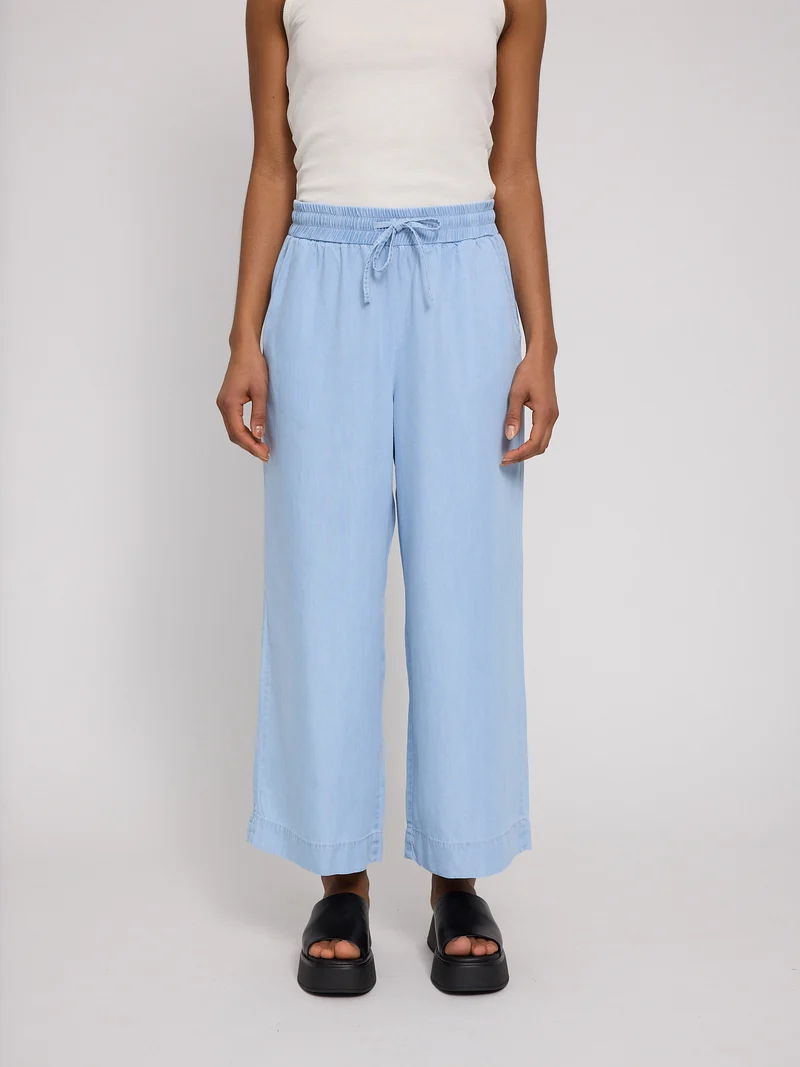 MAZINE Wide Leg Tencel Pants Elastic light blue wash