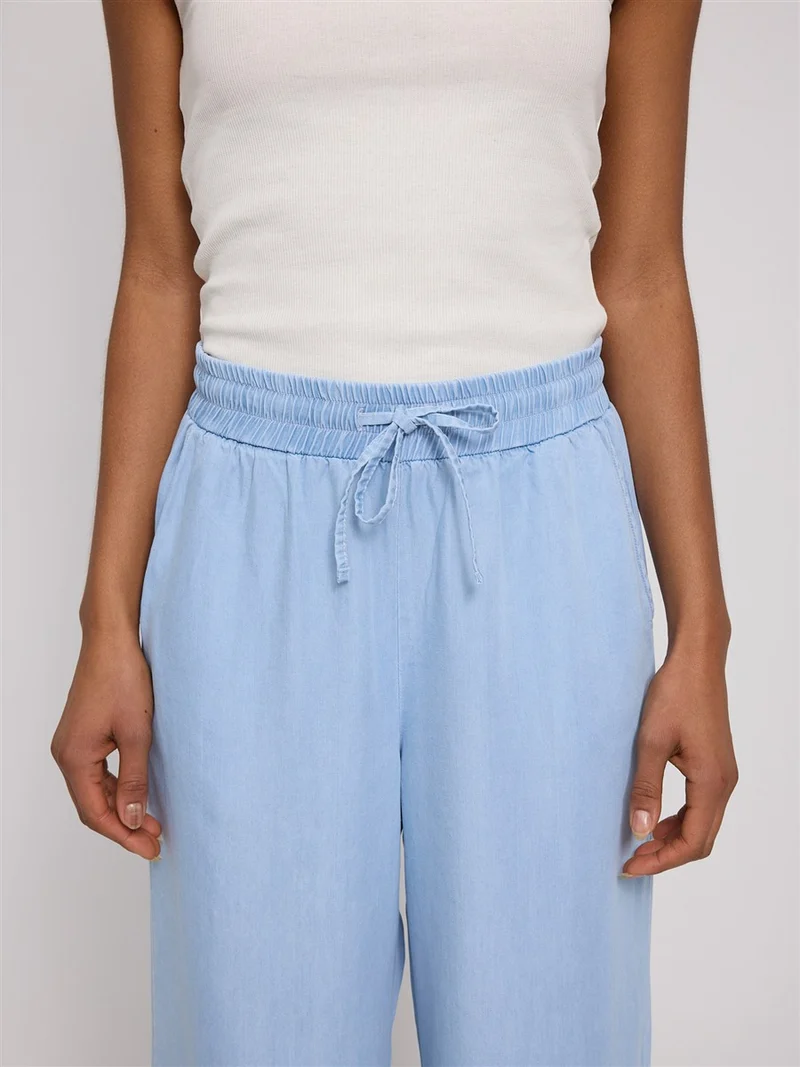 MAZINE Wide Leg Tencel Pants Elastic light blue wash