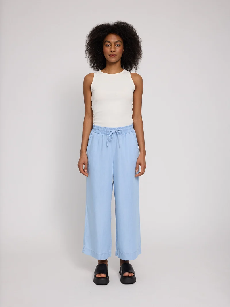 MAZINE Wide Leg Tencel Pants Elastic light blue wash
