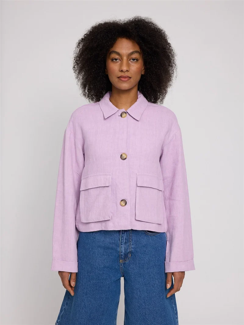 MAZINE Short Linen Jacket bright lavender