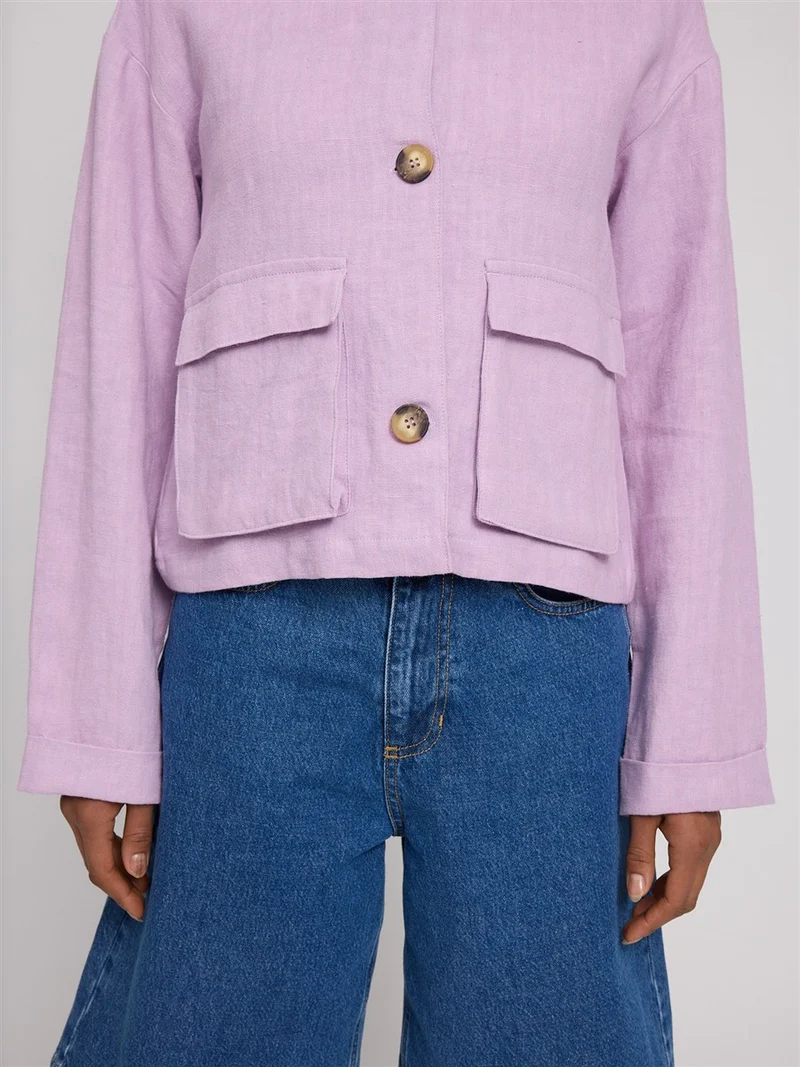 MAZINE Short Linen Jacket bright lavender