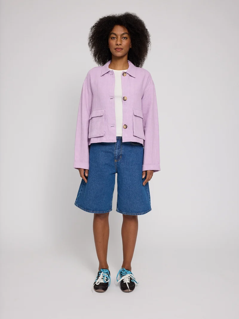 MAZINE Short Linen Jacket bright lavender