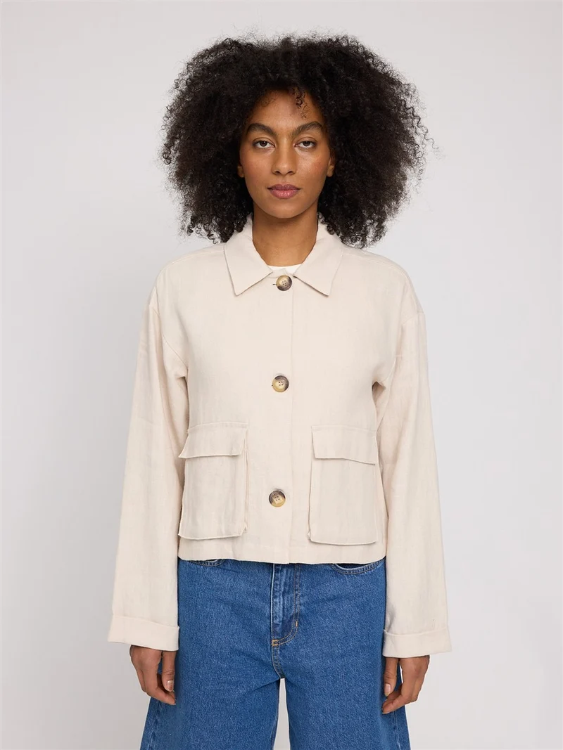 MAZINE Short Linen Jacket moon
