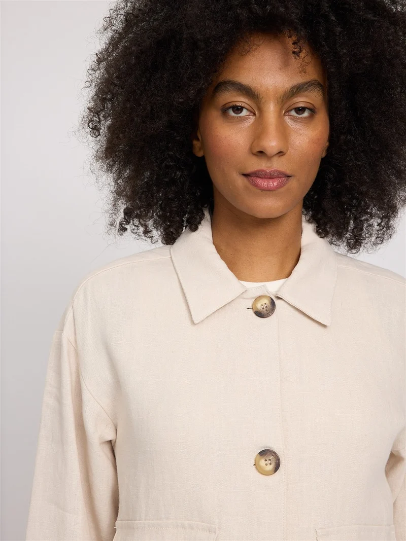 MAZINE Short Linen Jacket moon