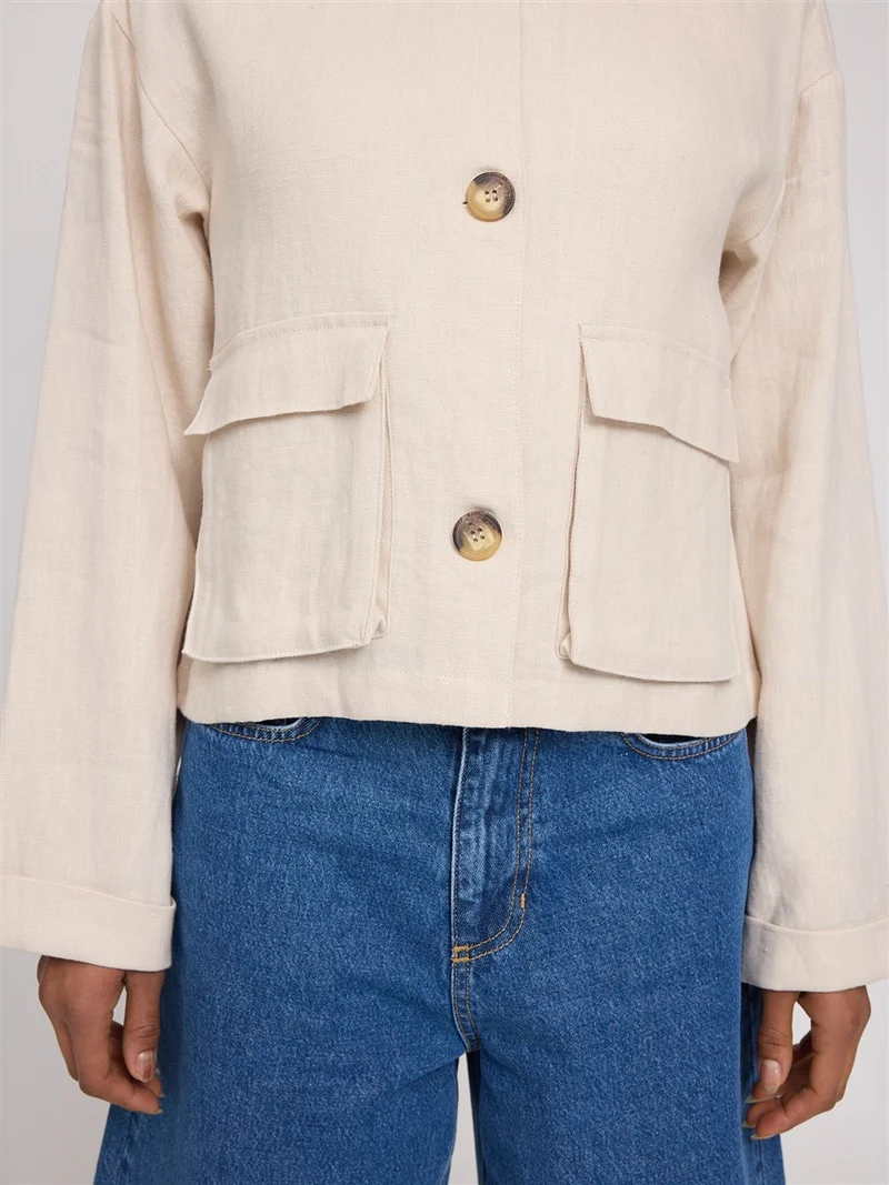 MAZINE Short Linen Jacket moon