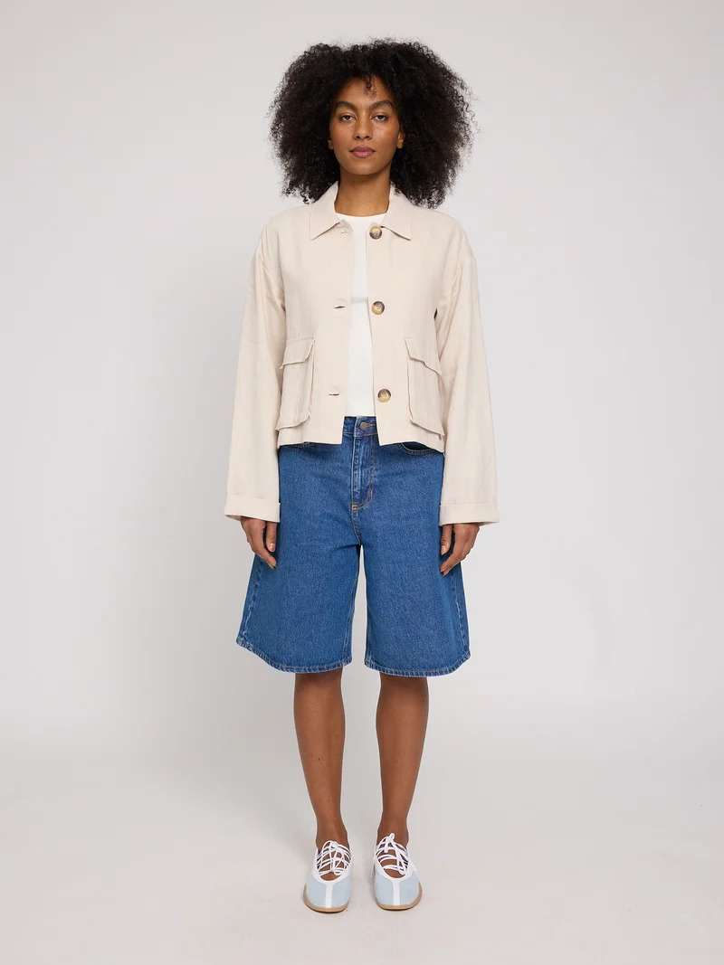 MAZINE Short Linen Jacket moon