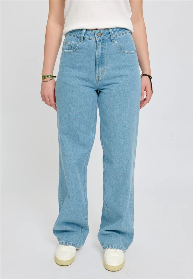 MAZINE Wide Leg Denim Pants light blue wash