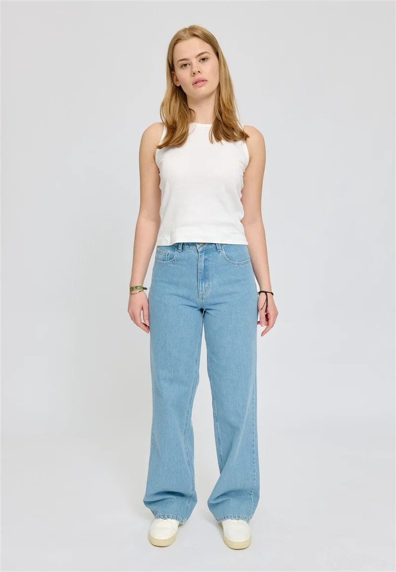 MAZINE Wide Leg Denim Pants light blue wash