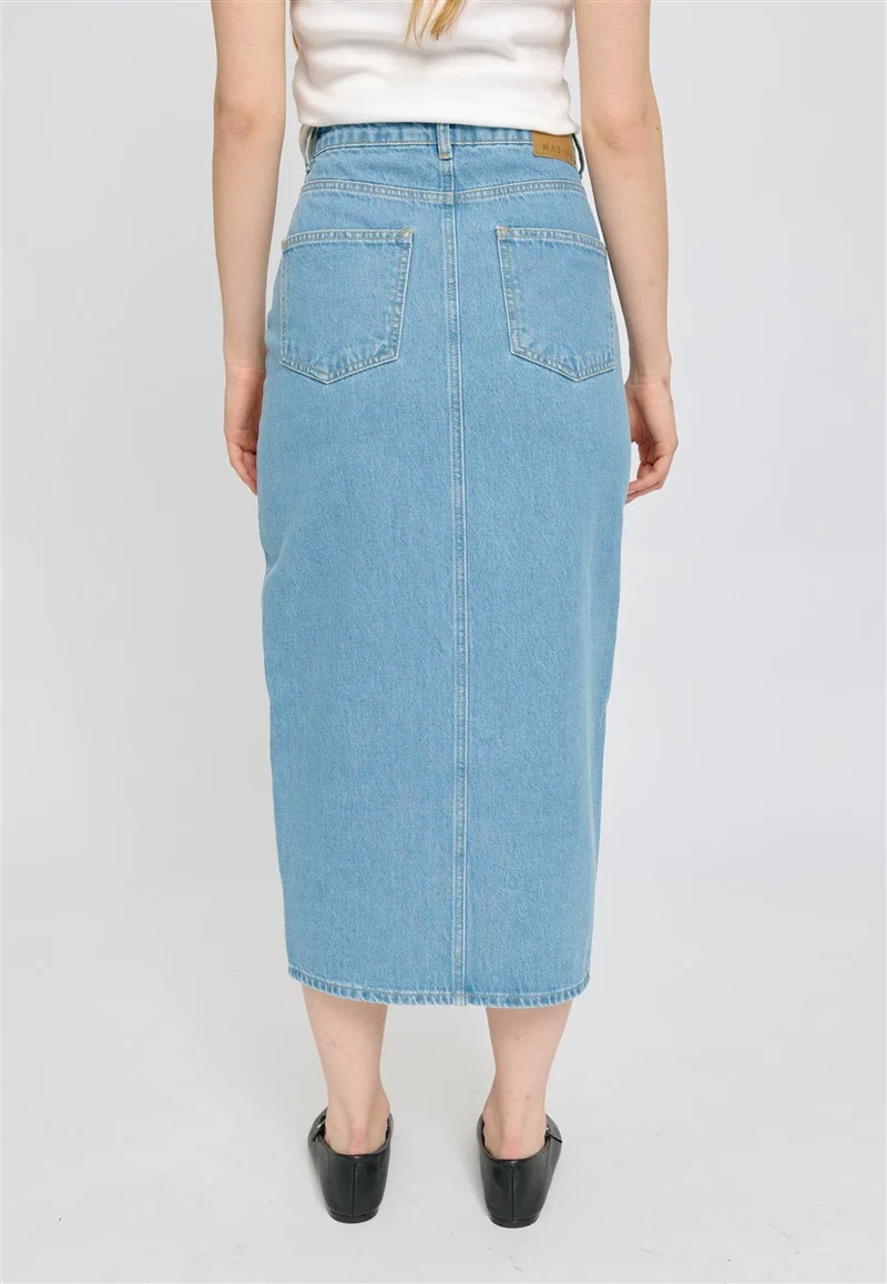 MAZINE Denim Maxi Skirt light blue wash