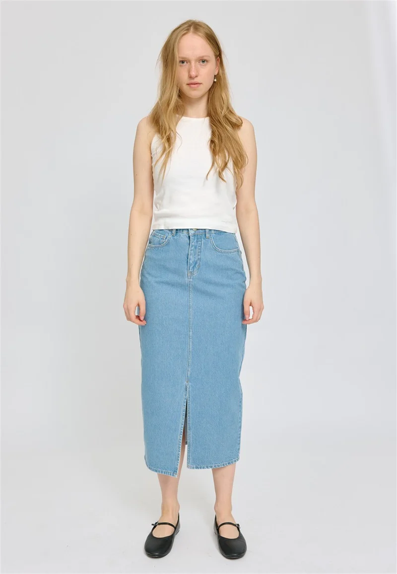 MAZINE Denim Maxi Skirt light blue wash
