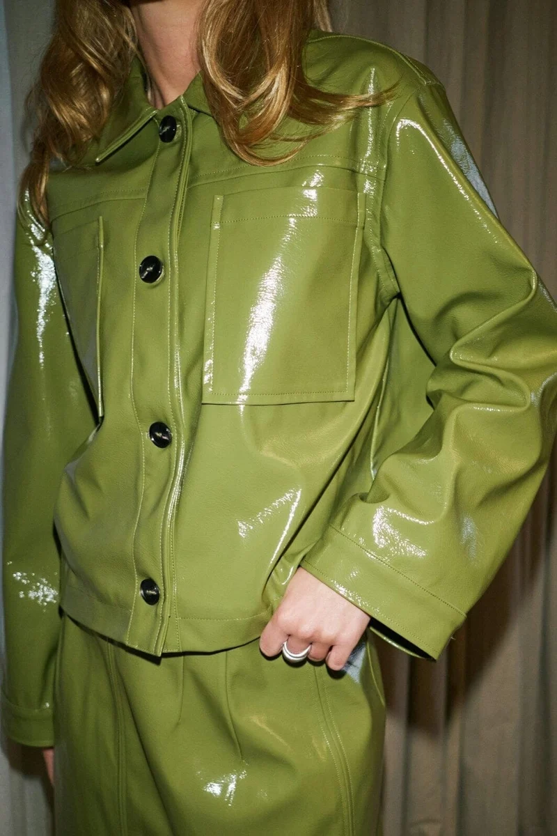 Neo Noir - Hemie Patent Skirt 164659 - 605 - Olive