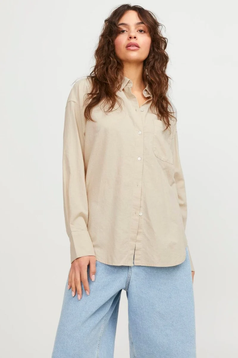 Jjxx - Jxjamie Ls Rlx Linen Blend Shirt Sn - 4388900 Cement