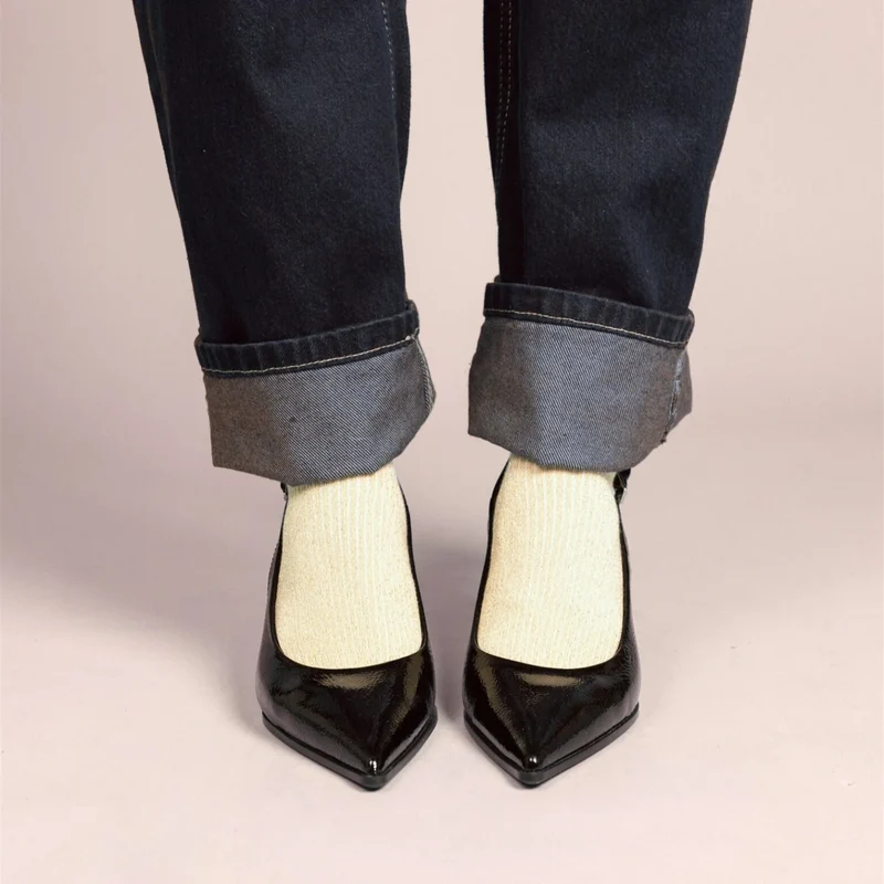 KLUE Glitter Lurex Socks lemon 36-40