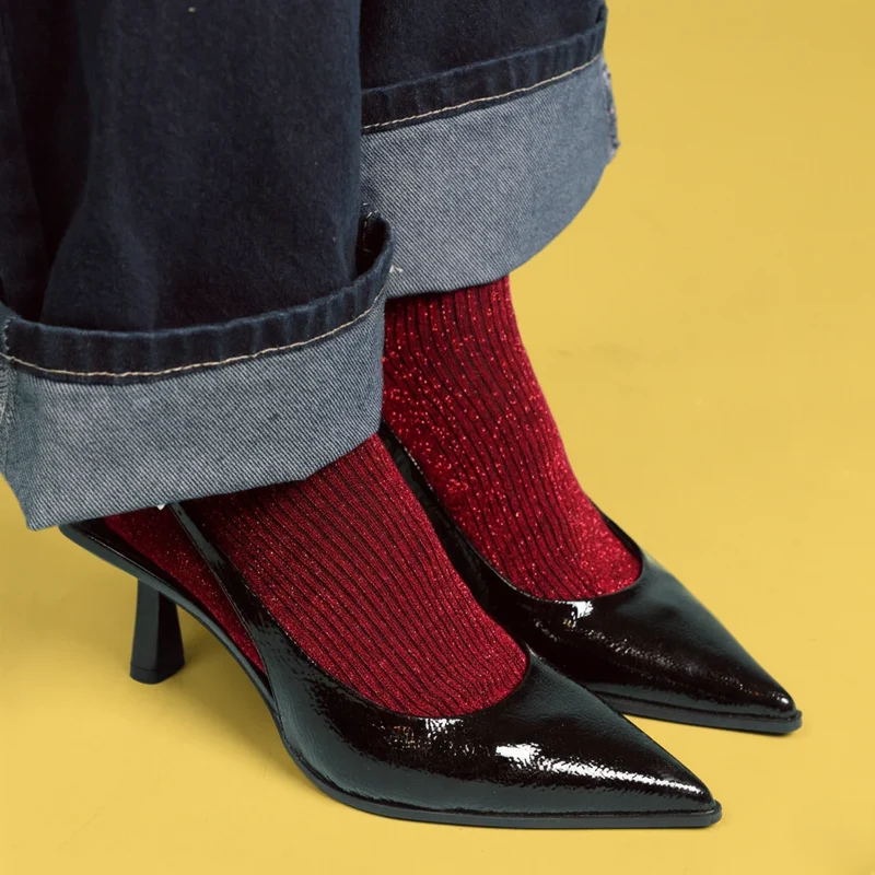 KLUE Glitter Lurex Socks cherry 36-40