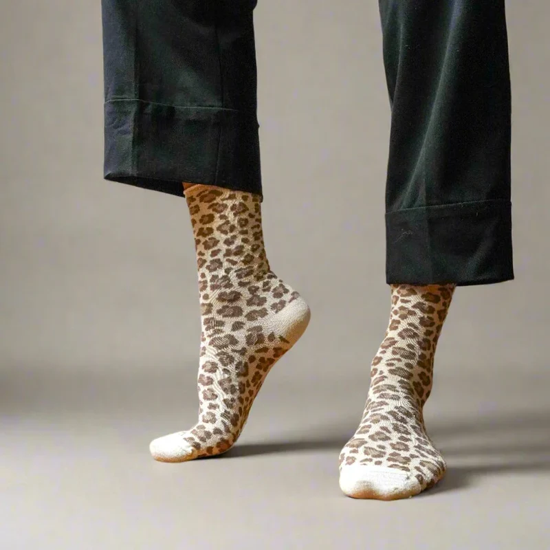 KLUE Glitter Lurex Socks leopard beige 36-40