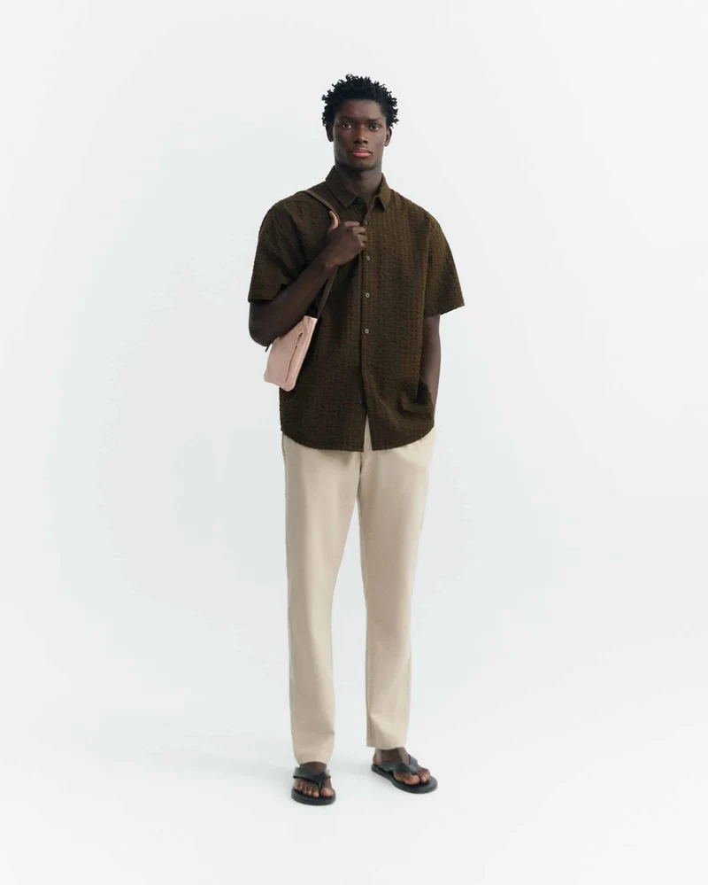 THINKING MU Oatmeal Light Travel Pants ecru