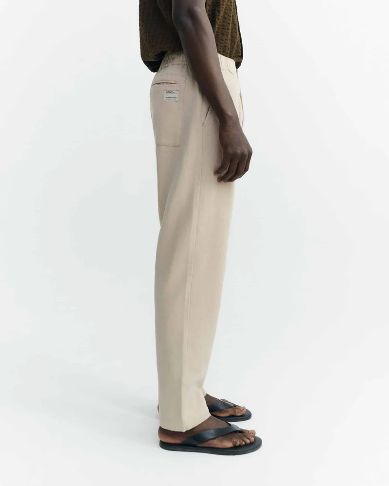 THINKING MU Oatmeal Light Travel Pants ecru