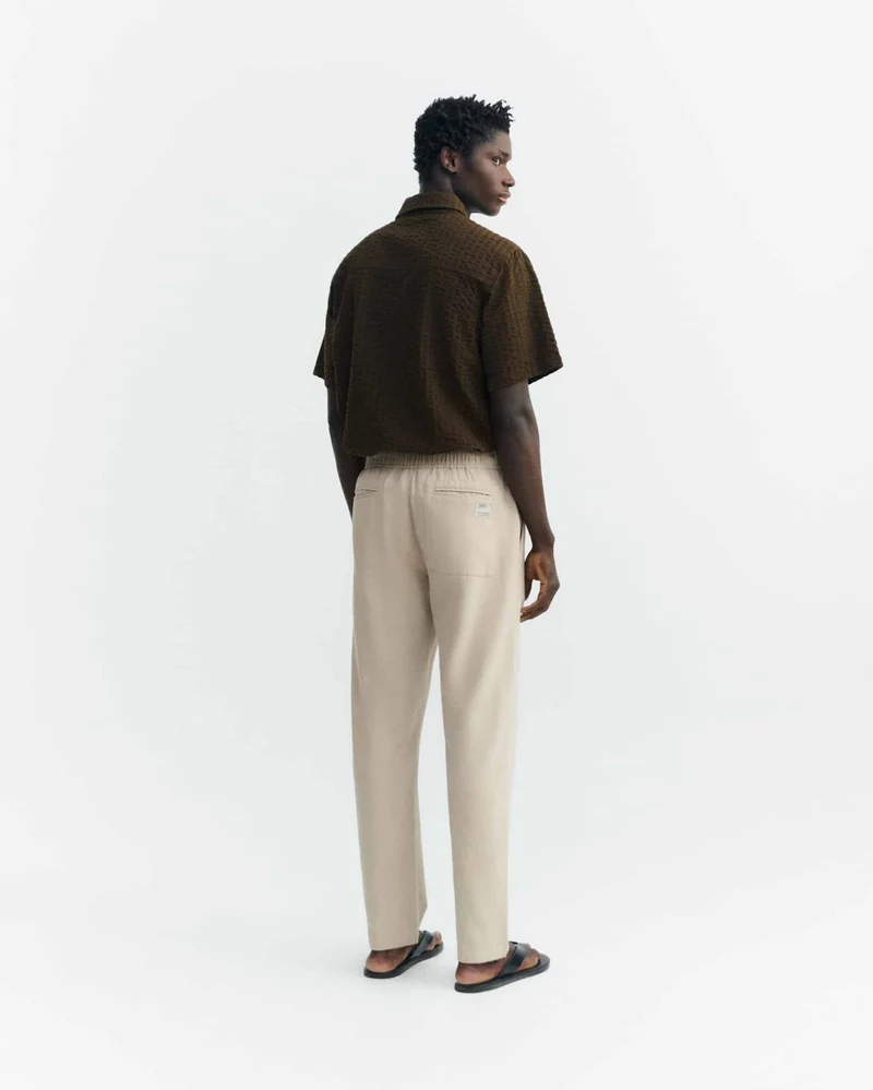 THINKING MU Oatmeal Light Travel Pants ecru