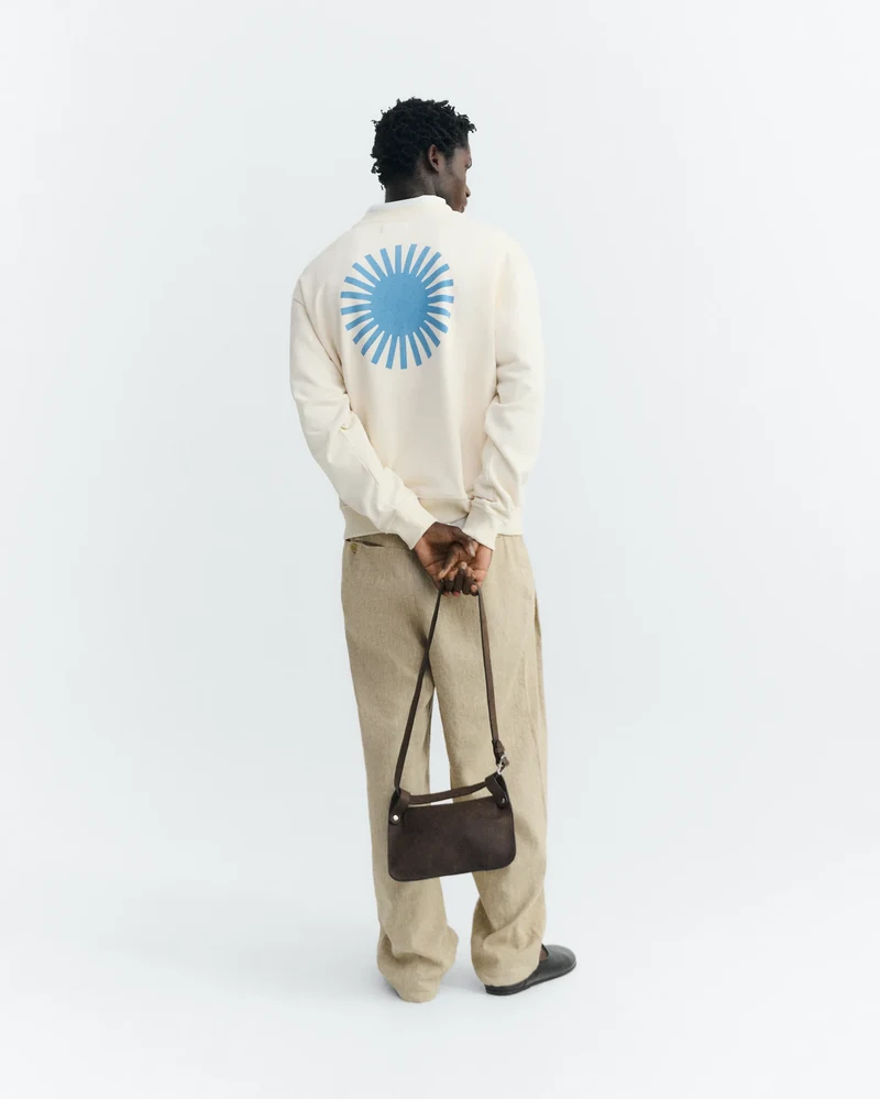 THINKING MU Sol Contrast Pannacota Leon Sweatshirt ecru