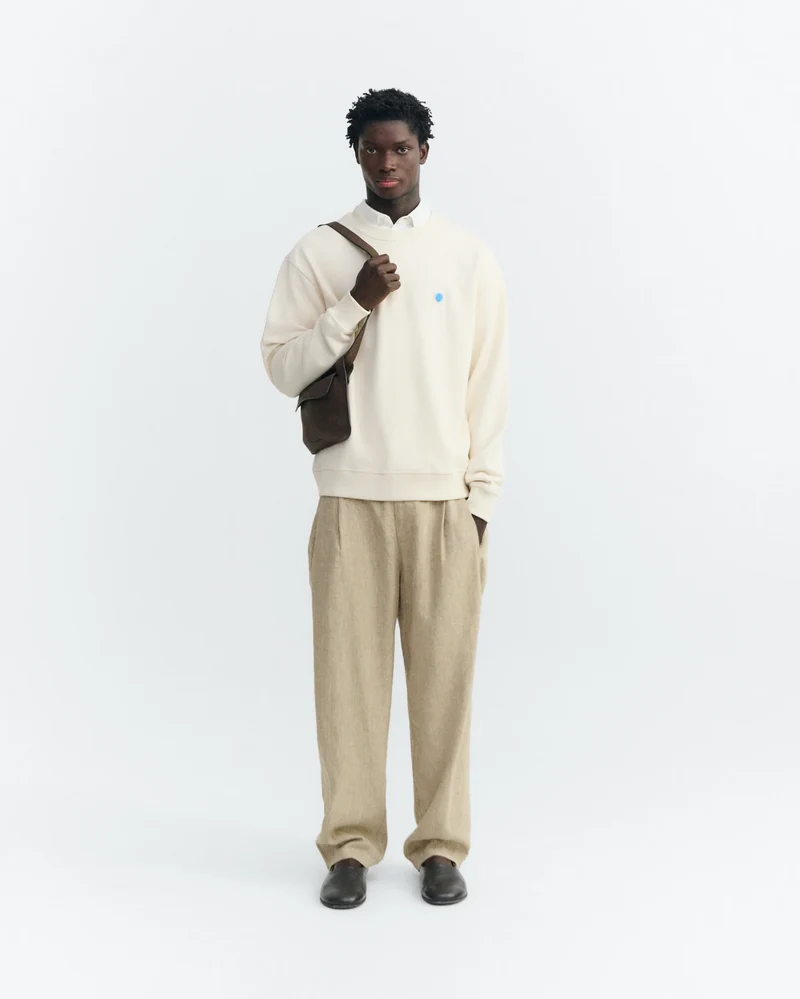 THINKING MU Sol Contrast Pannacota Leon Sweatshirt ecru