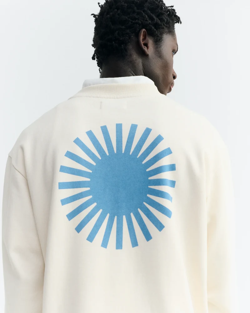 THINKING MU Sol Contrast Pannacota Leon Sweatshirt ecru
