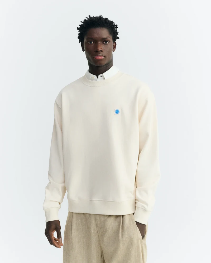 THINKING MU Sol Contrast Pannacota Leon Sweatshirt ecru