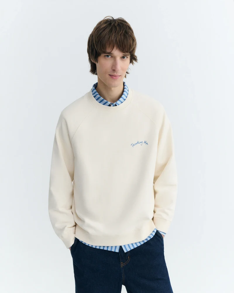 THINKING MU Dori Patch Pannacota Pepe Sweatshirt ecru