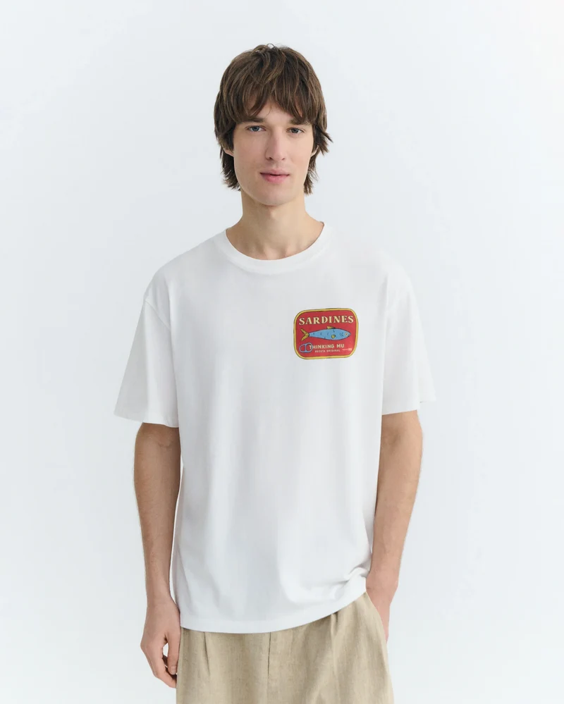 THINKING MU Sardines Aaron Tee white
