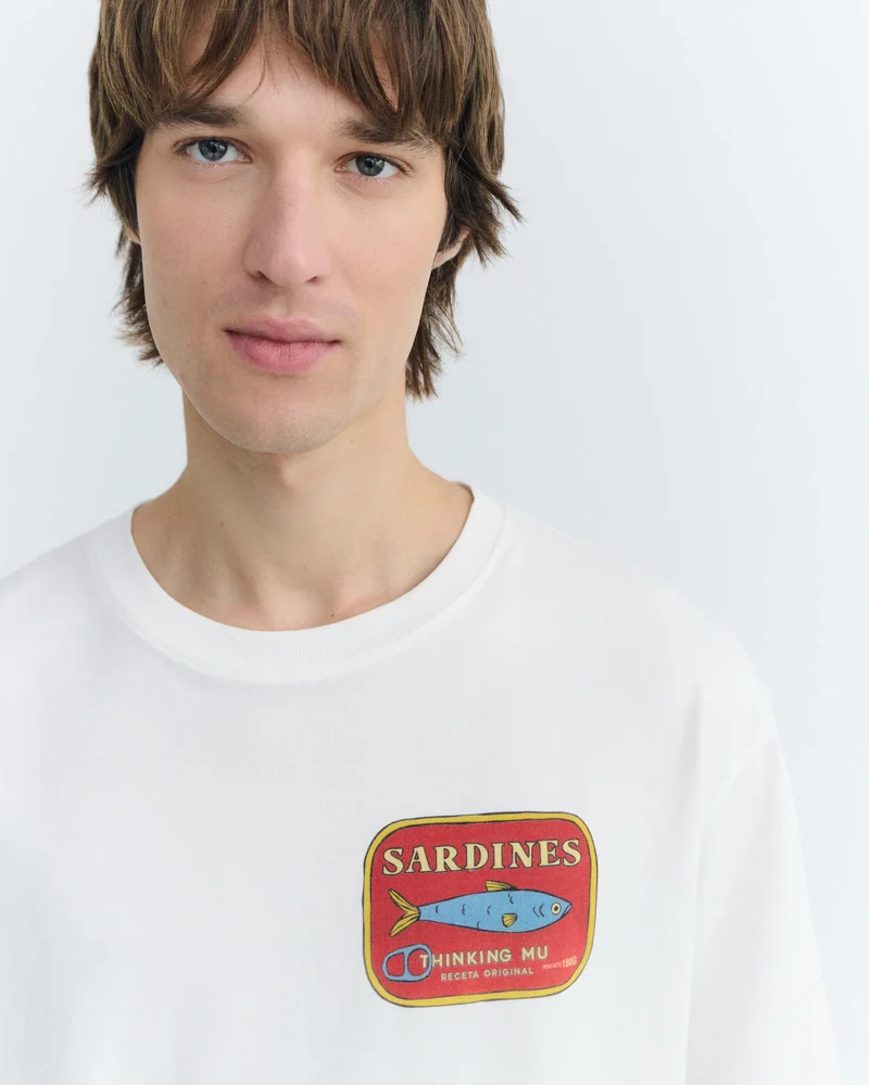 THINKING MU Sardines Aaron Tee white
