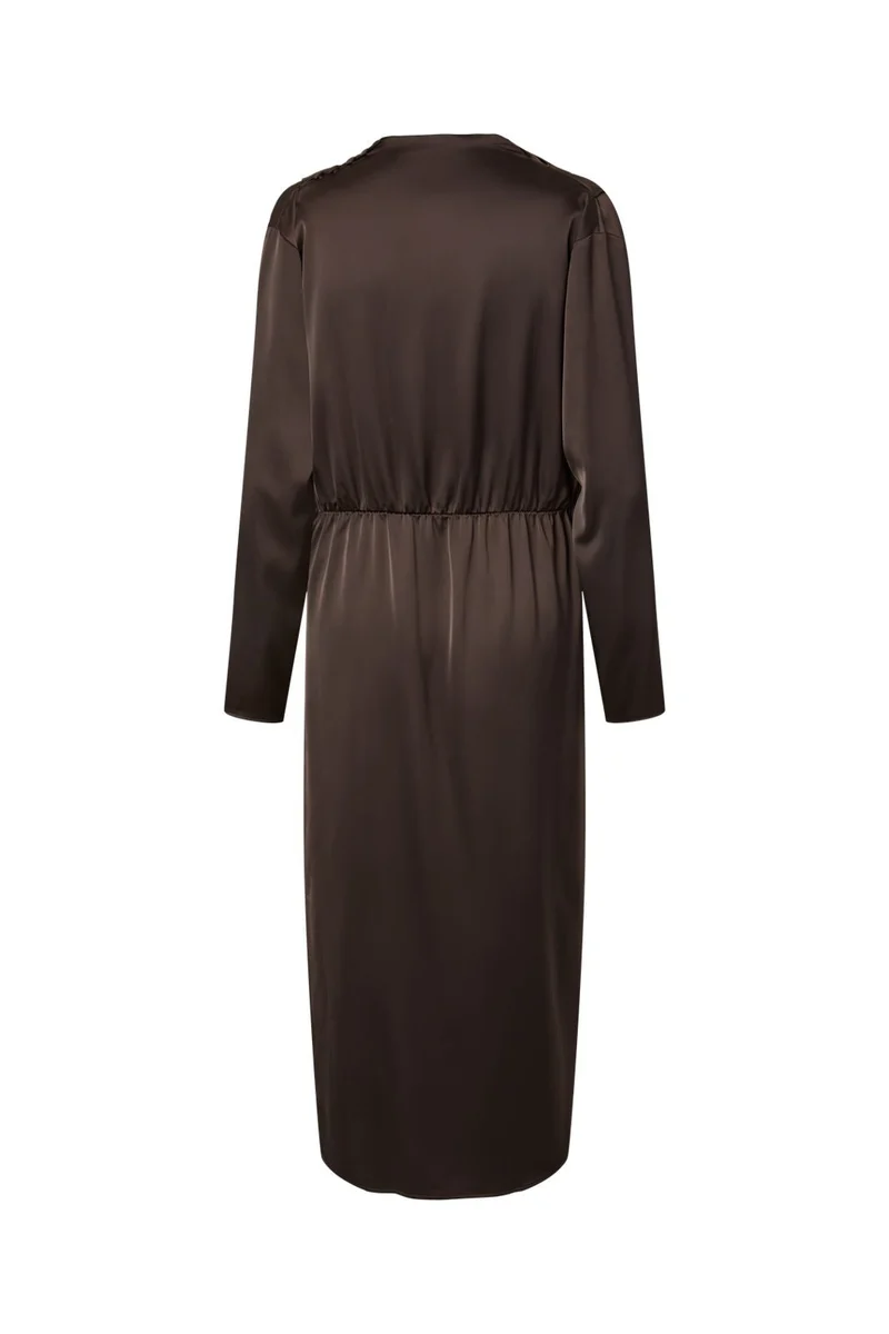 Yas - Yaspella Ls Funnel Neck Long Dress - 5238000 Chocolate Brown