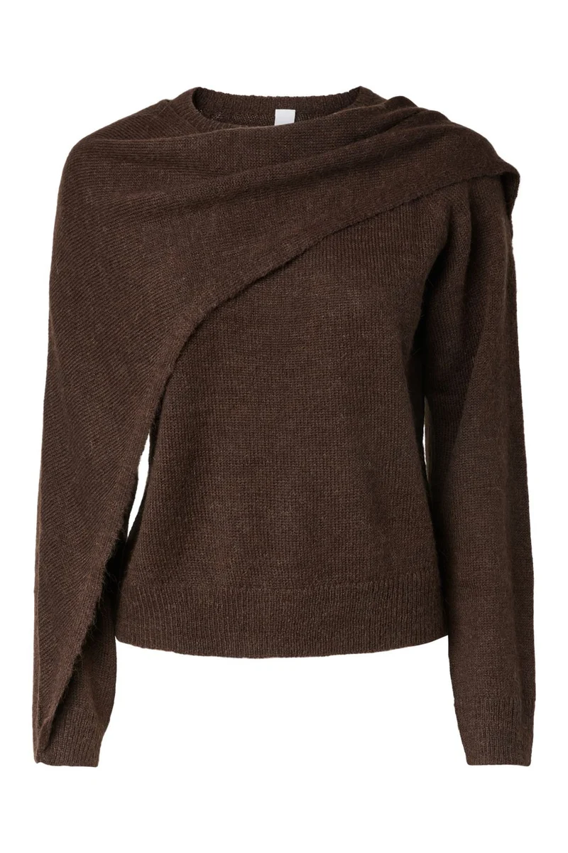 Yas - Yascala Ls Cape Knit Pullover - 5237991 Chocolate Brown