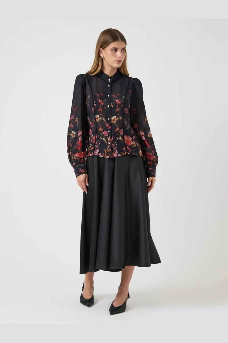 YAS - Yasromantica Ls Shirt - 4850512 Black Romantica Aop