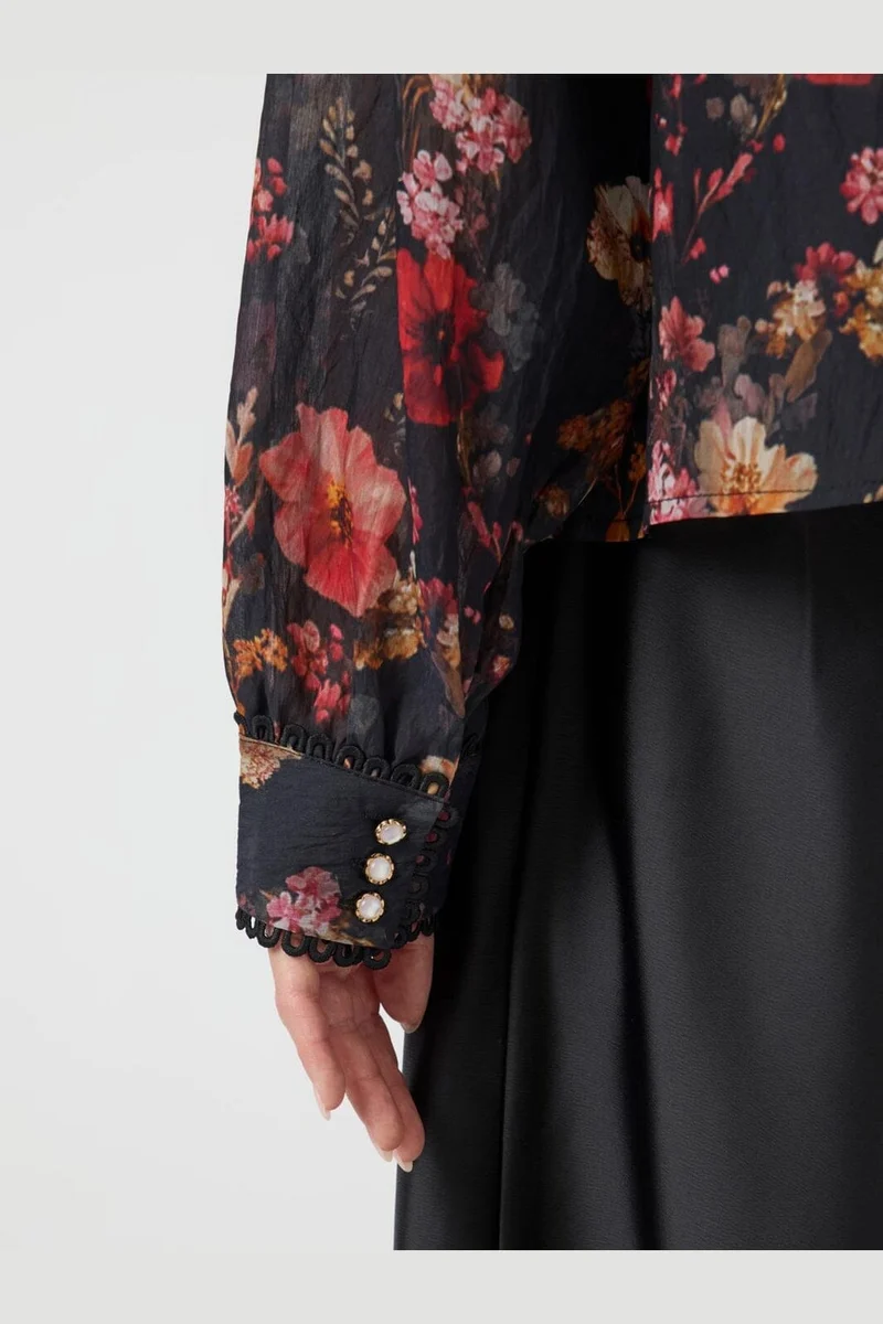 YAS - Yasromantica Ls Shirt - 4850512 Black Romantica Aop