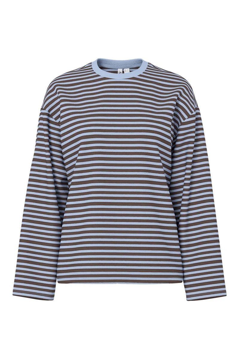 Pieces - Pcsadie Ls Top - 5102354 Cashmere Blue Hot Fudge