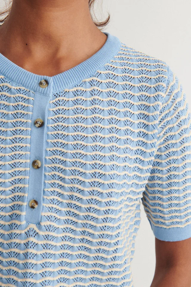 BASIC APPAREL Cashi Granddad Pullover dutch canal / birch