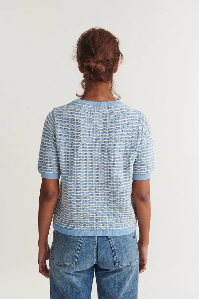 BASIC APPAREL Cashi Granddad Pullover dutch canal / birch