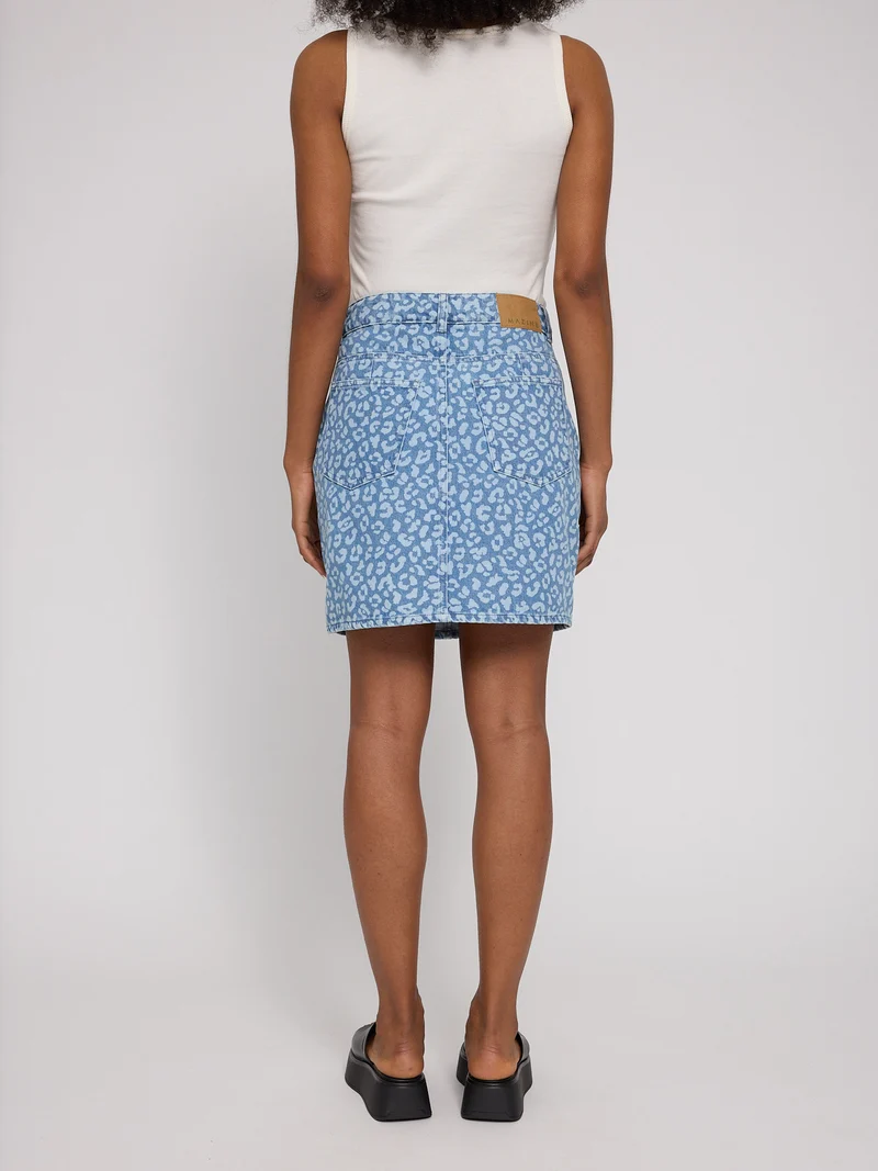 MAZINE Printed Denim Mini Skirt light blue wash/printed