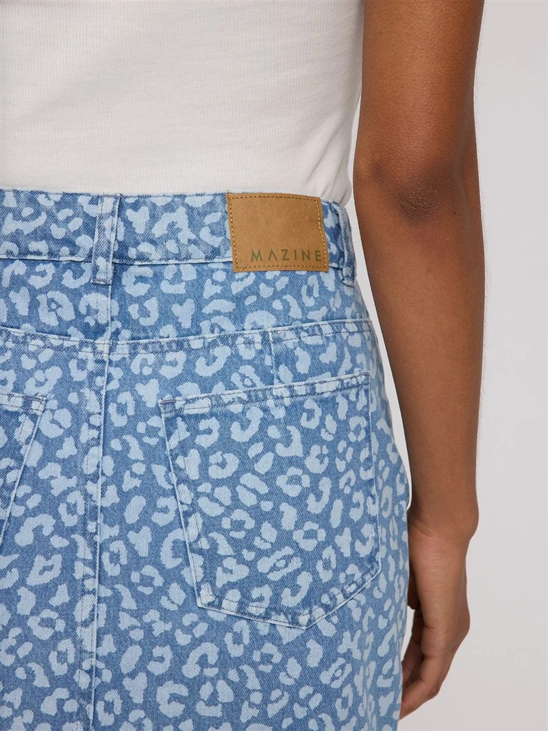 MAZINE Printed Denim Mini Skirt light blue wash/printed