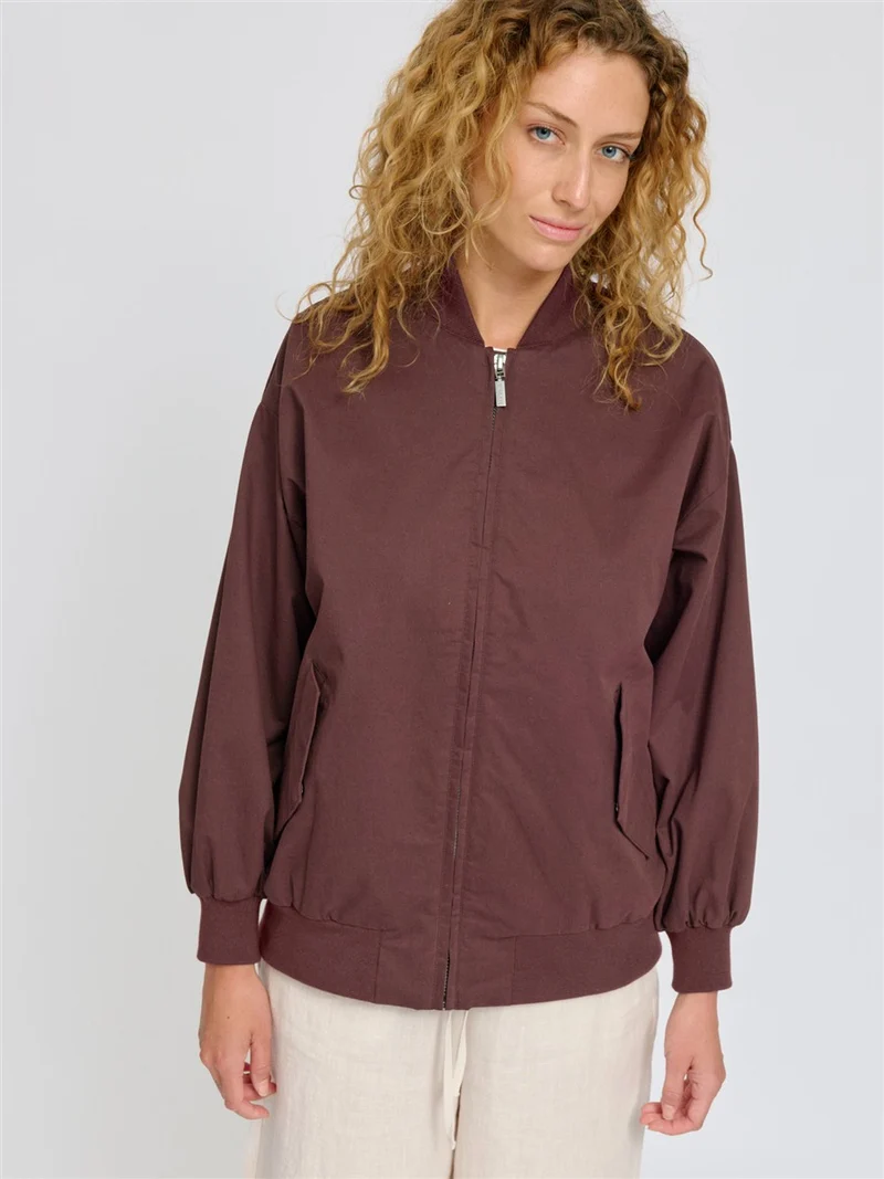 MAZINE Loose Fit Cotton Bomber dark chocolate